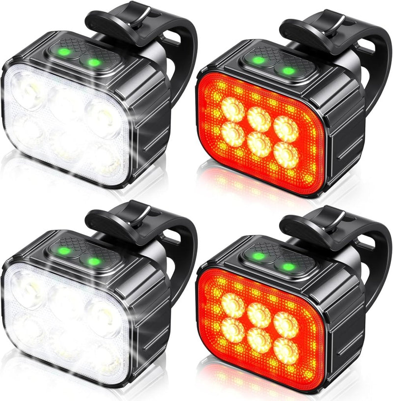 Laad afbeelding in Galerijviewer, CIRYCASE Fietsverlichting, Koplamp, Oplaadbaar via USB, IP65 Waterdicht, LED-Fietsverlichting met Spotlight- en Schijnwerperbundel, 8 + 12 Modi, Super Helder, Voor- en Achterverlichting - happygetfit.com
