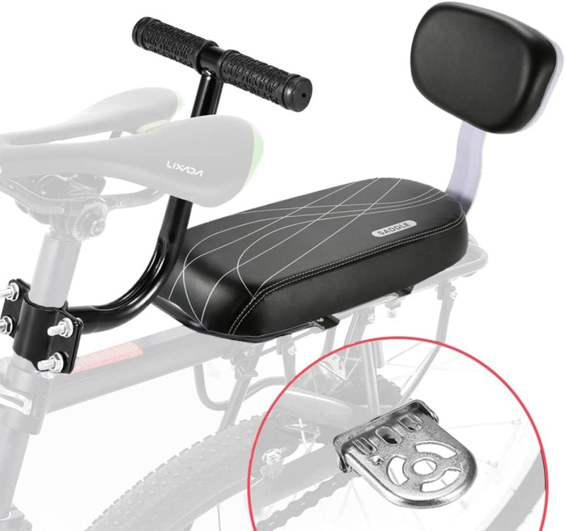 Load image into Gallery viewer, 🚴‍♂️ Comfortabel en veilig achterop! Het perfecte fietszitje voor jouw kind is voorzien van een gecapitonneerde rugleuning, zwart gepolsterde zitting en inclusief voetsteunbevestiging, ideaal voor peuters op de bagagedrager.
