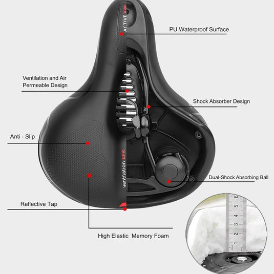Comfortabel fietszadel met traagschuim en waterdichte hoes - happygetfit.com