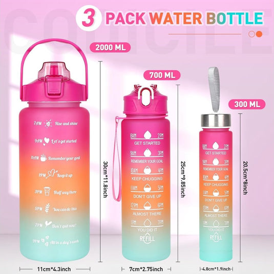 💧 Complete hydratieset – 3 stuks waterflessen voor elke gelegenheid! 🚀 - happygetfit.com