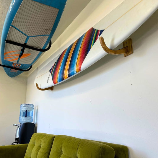 COR Surf Surfboard Wall Rack for Longboards and Shortboards | Beautiful Wood Wall Display Mount Works Indoor and Outdoor - happygetfit.com