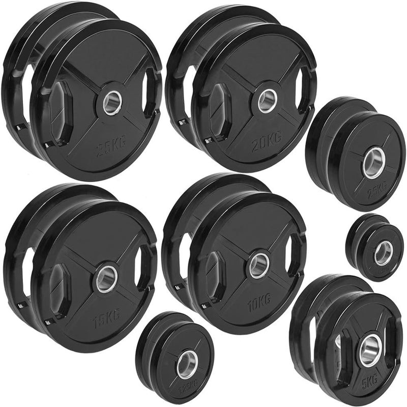 Laad afbeelding in Galerijviewer, C.P. Sports Olympische schijven met rubber, 1 paar halterschijven Ø 50/51 mm, 1 paar halterschijven van 0,5 kg - 30 kg, bumper platen, gewichten voor lange halter met greepgaten - happygetfit.com
