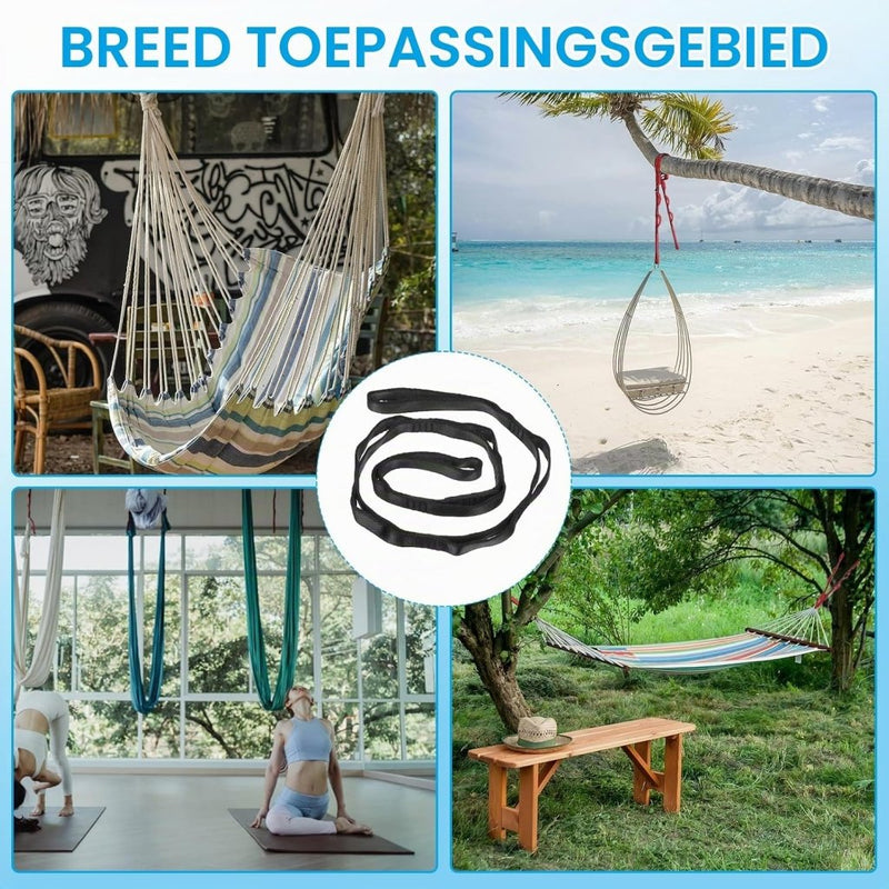 Chargez l'image dans la visionneuse de la galerie, Daisy chain ophangbanden 2 stuks 110 x 1,6 cm zwart met 8 lussen – verstelbare ophangriemen – aerial yoga accessoires - happygetfit.com
