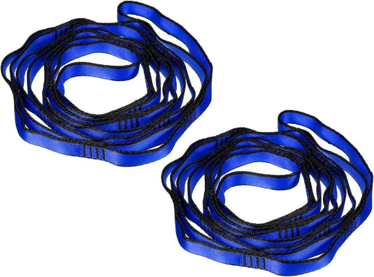 Daisy chain ophangbanden 2 stuks 180 cm met 12 lussen blauw – verstelbare nylon riemen – aerial yoga accessoires - happygetfit.com