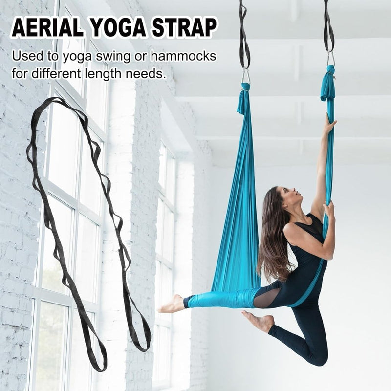 Carica immagine in Galleria Viewer, Daisy chain ophangbanden 2 stuks 180 cm met 12 lussen blauw – verstelbare nylon riemen – aerial yoga accessoires - happygetfit.com
