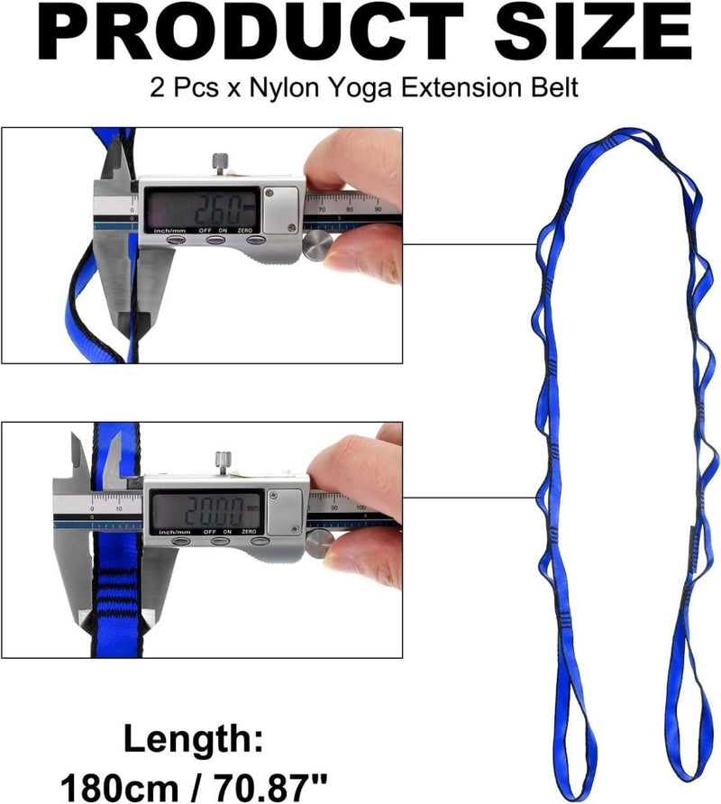 Carica immagine in Galleria Viewer, Daisy chain ophangbanden 2 stuks 180 cm met 12 lussen blauw – verstelbare nylon riemen – aerial yoga accessoires - happygetfit.com
