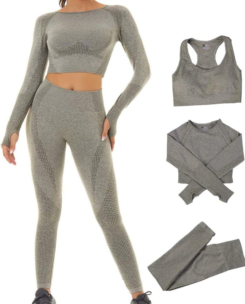 Load image into Gallery viewer, Dames 3-Delige Yoga Workout Sets Voor Vrouwen Sportkleding Hoge Taille Leggings Sport BH Trainingspakken Set - happygetfit.com
