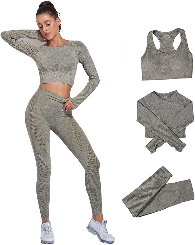 Load image into Gallery viewer, Dames 3-Delige Yoga Workout Sets Voor Vrouwen Sportkleding Hoge Taille Leggings Sport BH Trainingspakken Set - happygetfit.com
