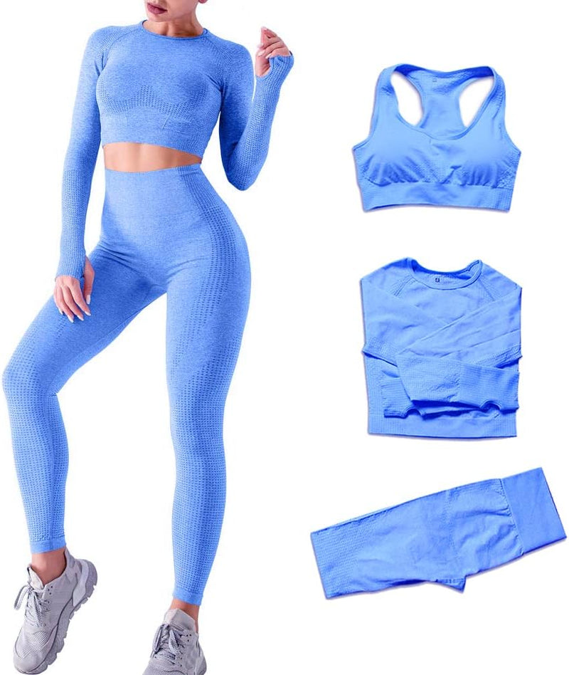 Load image into Gallery viewer, Dames 3-Delige Yoga Workout Sets Voor Vrouwen Sportkleding Hoge Taille Leggings Sport BH Trainingspakken Set - happygetfit.com
