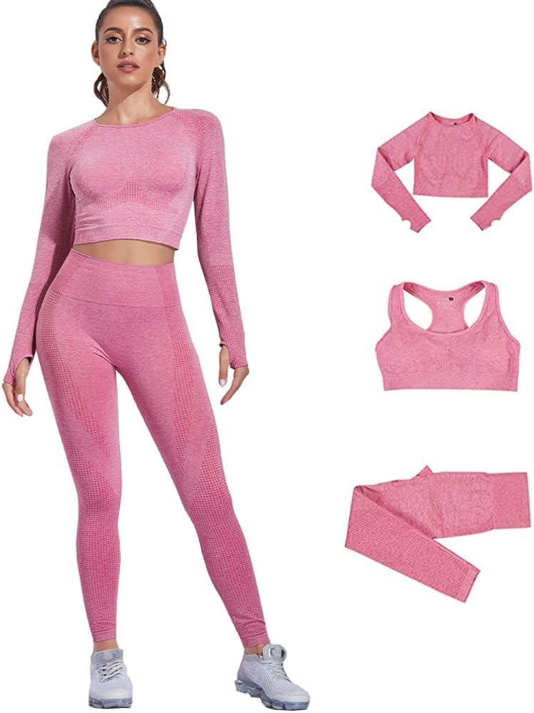 Load image into Gallery viewer, Dames 3-Delige Yoga Workout Sets Voor Vrouwen Sportkleding Hoge Taille Leggings Sport BH Trainingspakken Set - happygetfit.com
