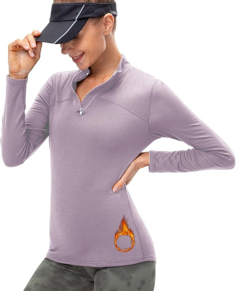 Laad afbeelding in Galerijviewer, Dames sportshirt lange mouw met halve rits - happygetfit.com
