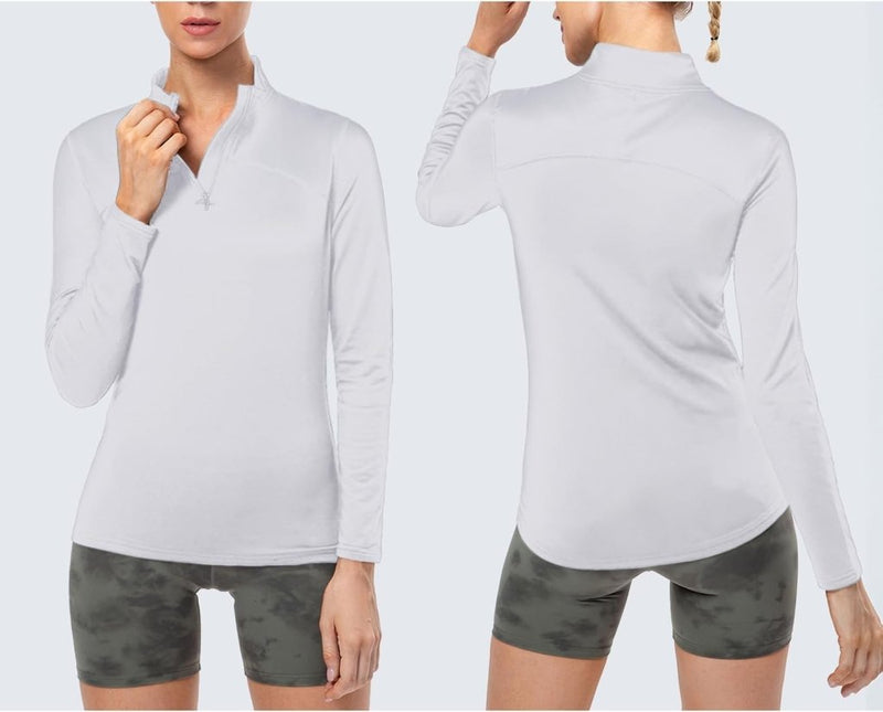 Laad afbeelding in Galerijviewer, Dames sportshirt lange mouw met halve rits - happygetfit.com
