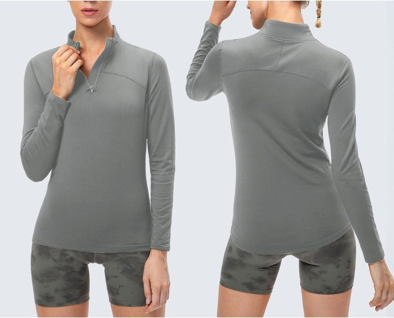 Laad afbeelding in Galerijviewer, Dames sportshirt lange mouw met halve rits - happygetfit.com
