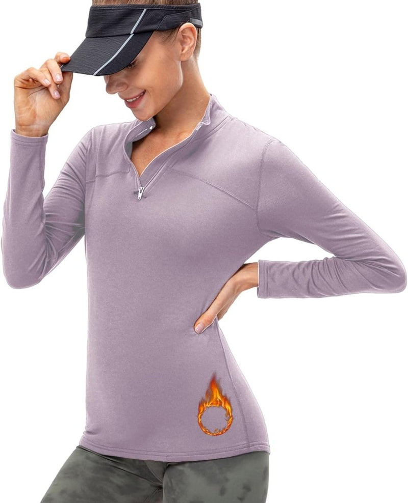 Laad afbeelding in Galerijviewer, Dames sportshirt lange mouw met halve rits - happygetfit.com
