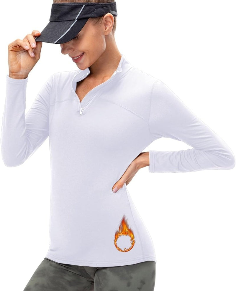 Laad afbeelding in Galerijviewer, Dames sportshirt lange mouw met halve rits - happygetfit.com

