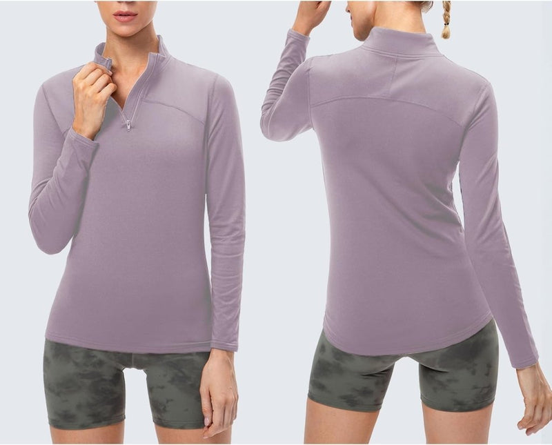 Laad afbeelding in Galerijviewer, Dames sportshirt lange mouw met halve rits - happygetfit.com
