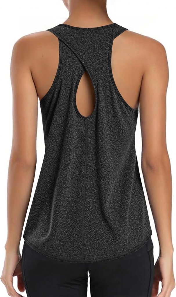 Załaduj obraz do przeglądarki galerii, Dames sporttop mouwloos sneldrogend met open rug – fitness top – yoga shirt - happygetfit.com
