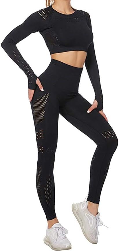 Dames yoga set 2-delig met crop top en legging - happygetfit.com