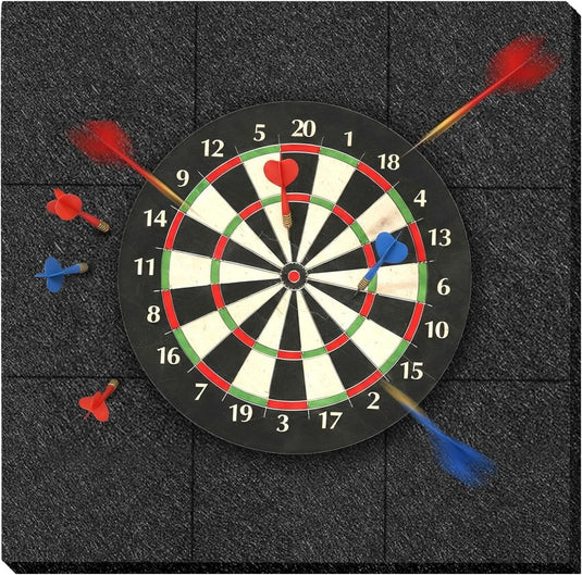 Dartbord achterwand 90 x 90 cm met 9 zelfklevende viltpanelen van 12 mm dik – dartwandbekleding – dartmuurprotectie - happygetfit.com