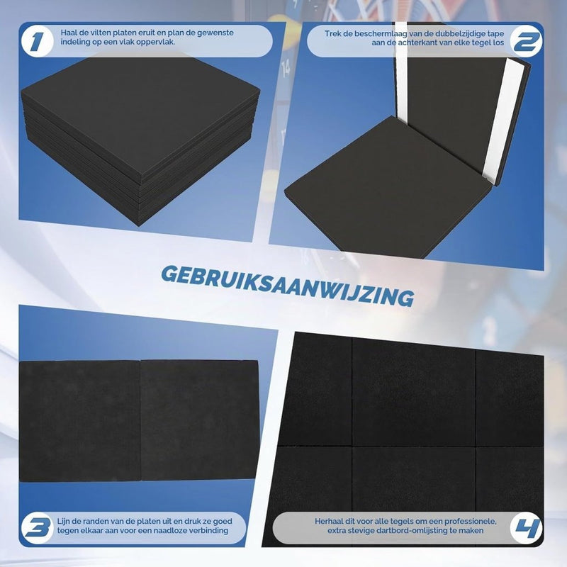 Bild im Galerie-Viewer laden, Dartbord achterwand 90 x 90 cm met 9 zelfklevende viltpanelen van 12 mm dik – dartwandbekleding – dartmuurprotectie - happygetfit.com
