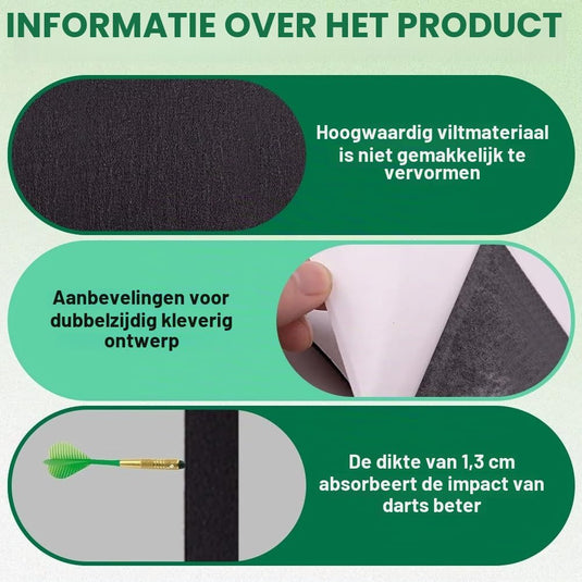 Dartbord beschermmat 6-delig 60 x 90 cm met zelfklevende vilten panelen van 12 mm – dartachterplaat – wandisolatie - happygetfit.com
