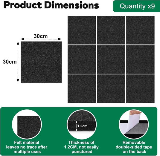 Dartbord beschermpanelen 6 stuks 30 x 30 cm van zelfklevend vilt – dartwandbekleding – dartbescherming - happygetfit.com