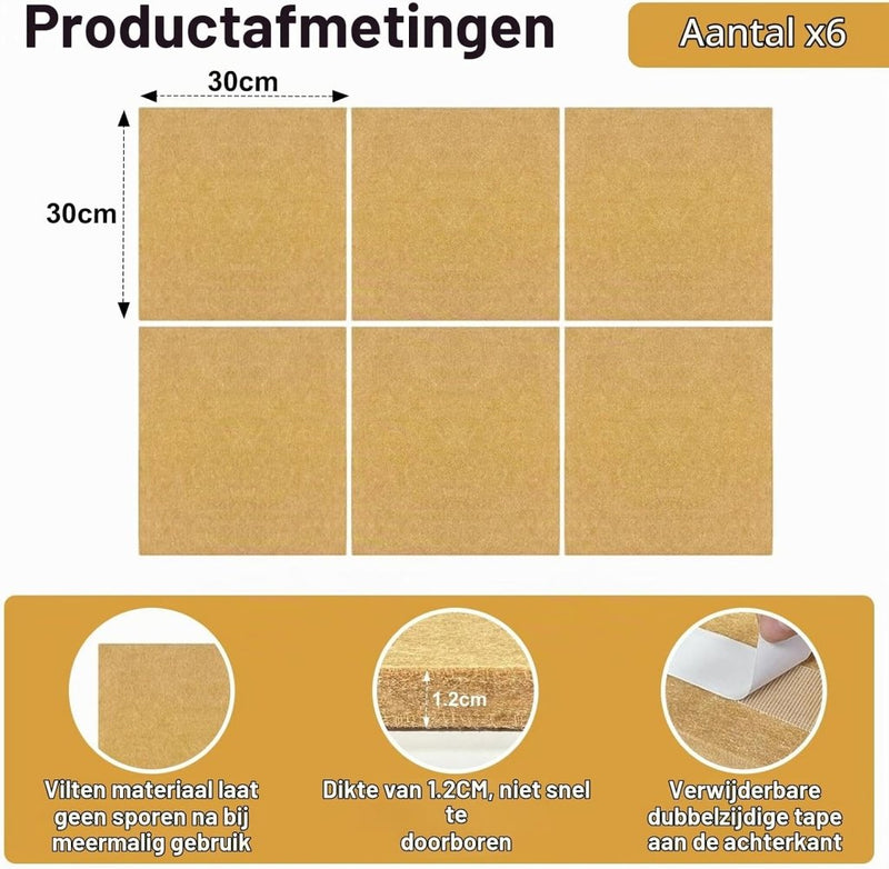Bild im Galerie-Viewer laden, Dartbord beschermpanelen 6 stuks 30 x 30 cm van zelfklevend vilt – dartwandbekleding – dartbescherming - happygetfit.com
