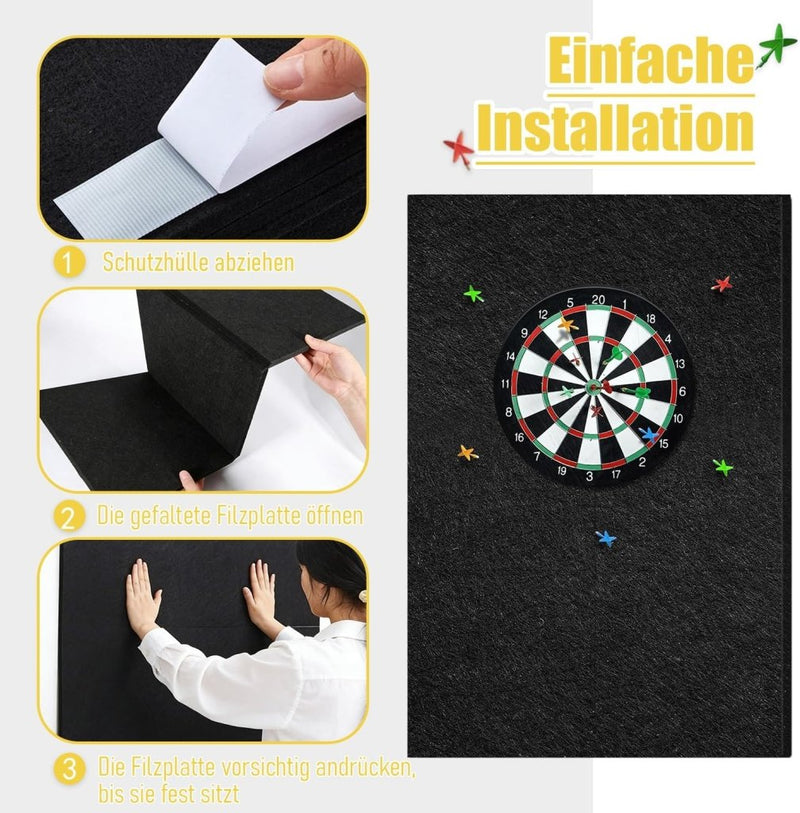 Charger l’image dans la visionneuse de galerie, Dartbord beschermtegels 6 stuks 30 x 30 cm van zelfklevend vilt met 12 mm dikte – dartpanelen – muurafscherming - happygetfit.com
