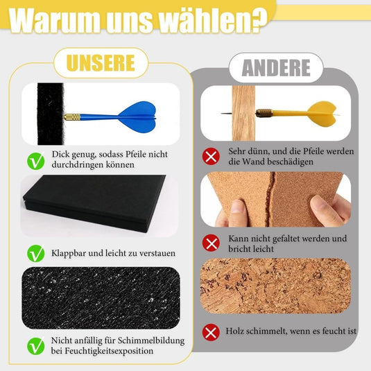 Dartbord beschermtegels 6 stuks 30 x 30 cm van zelfklevend vilt met 12 mm dikte – dartpanelen – muurafscherming - happygetfit.com