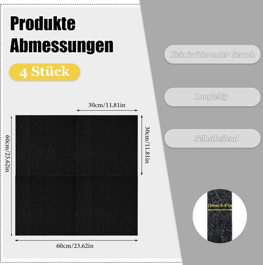 Dartbord beschermtegels 6 stuks 30 x 30 cm van zelfklevend vilt met 12 mm dikte – dartpanelen – muurafscherming - happygetfit.com