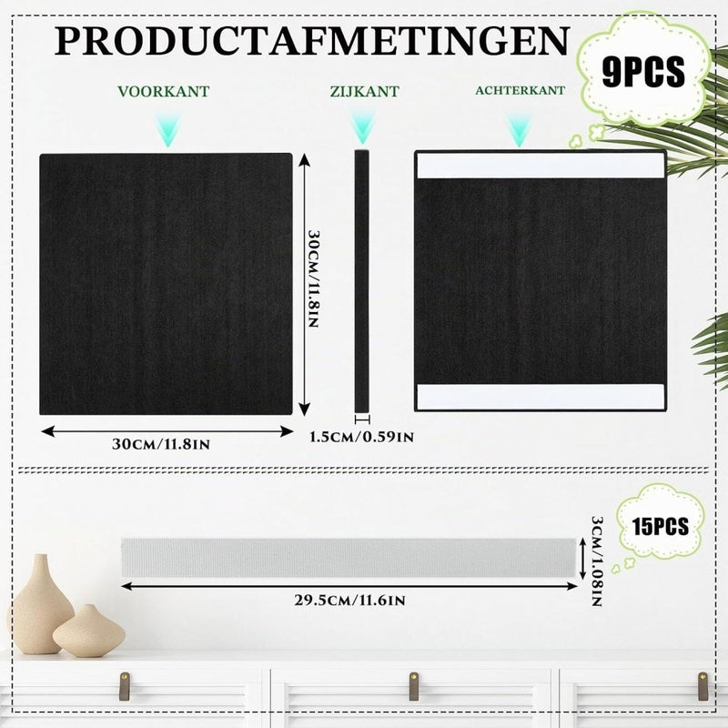 Bild im Galerie-Viewer laden, Dartbord beschermtegels 9 stuks 30 x 30 cm van dik zelfklevend vilt met knutselmes – dartwandisolatie – muurbeschermers - happygetfit.com
