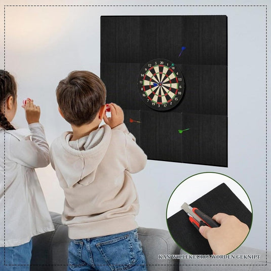 Dartbord beschermtegels 9 stuks 30 x 30 cm van dik zelfklevend vilt met knutselmes – dartwandisolatie – muurbeschermers - happygetfit.com