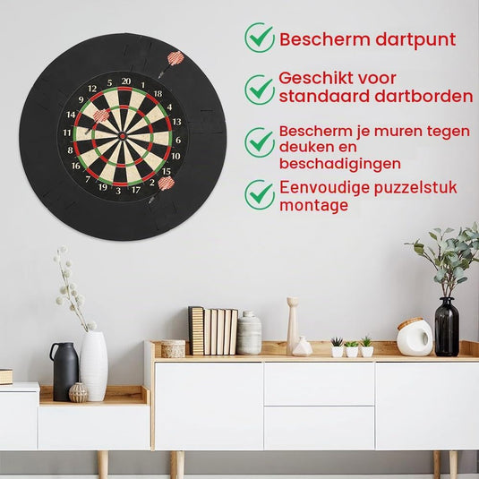 Dartbord opvangring 5-delig van EVA-schuim met 72 cm buitendiameter en 2,5 cm dikte – dartbeschermrand – dartwandbescherming - happygetfit.com