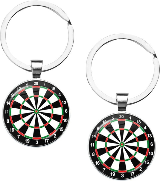 Dartbord sleutelhangers 2 stuks van metaal en glas met mini dartschijf van 2,5 cm – darthangers – dartcadeau - happygetfit.com