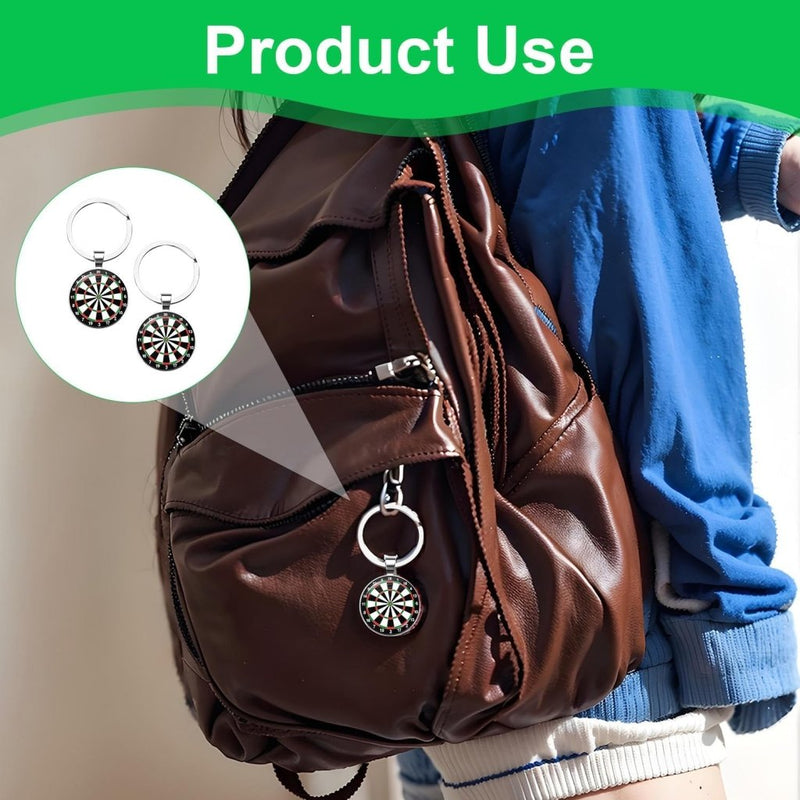 Carica l’immagine nel visualizzatore della galleria, Dartbord sleutelhangers 2 stuks van metaal en glas met mini dartschijf van 2,5 cm – darthangers – dartcadeau - happygetfit.com
