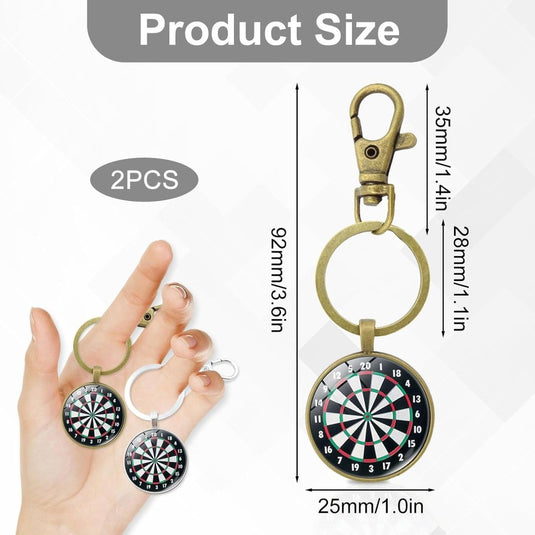 Dartbord sleutelhangers 2 stuks van zinklegering met mini dartschijf van 25 mm – dartgadgets – dartsouvenirs - happygetfit.com