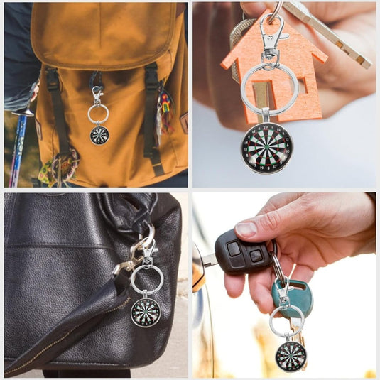 Dartbord sleutelhangers 2 stuks van zinklegering met mini dartschijf van 25 mm – dartgadgets – dartsouvenirs - happygetfit.com