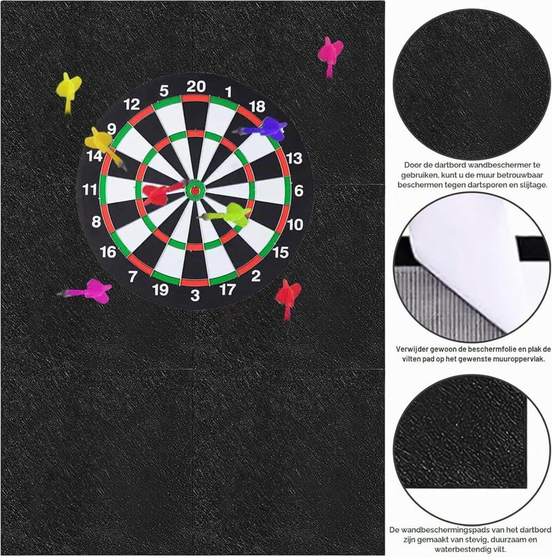 Bild im Galerie-Viewer laden, Dartbord wandbekleding 6-delig 60 x 90 cm van zelfklevend vilt met 12 mm dikte – dartbeschermplaten – dartgeluidsdemping - happygetfit.com
