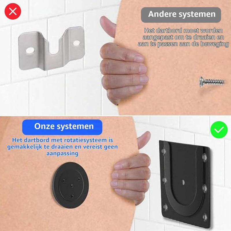 Bild im Galerie-Viewer laden, Dartbord wandhouder van kunststof en metaal met schroeven en meetlint – dartbevestigingsset – ophangsysteem - happygetfit.com
