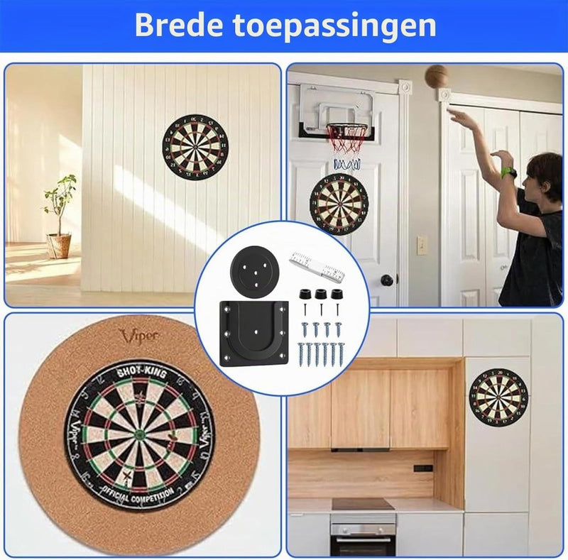 Bild im Galerie-Viewer laden, Dartbord wandhouder van kunststof en metaal met schroeven en meetlint – dartbevestigingsset – ophangsysteem - happygetfit.com
