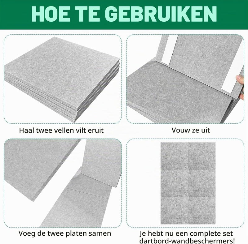 Load image in Gallery Viewer, Dartbord wandpanelen 6 stuks 30 x 30 cm van 12 mm dik zelfklevend vilt – dartmuurbescherming – dartachtergrond - happygetfit.com
