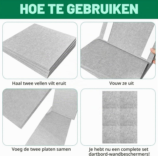 Dartbord wandpanelen 6 stuks 30 x 30 cm van 12 mm dik zelfklevend vilt – dartmuurbescherming – dartachtergrond - happygetfit.com