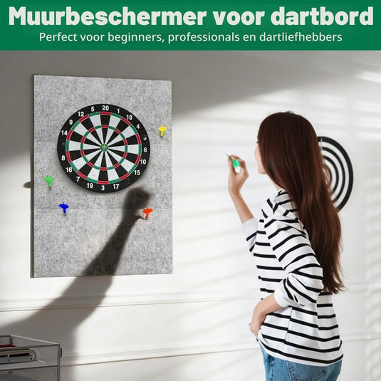 Dartbord wandpanelen 6 stuks 30 x 30 cm van 12 mm dik zelfklevend vilt – dartmuurbescherming – dartachtergrond - happygetfit.com
