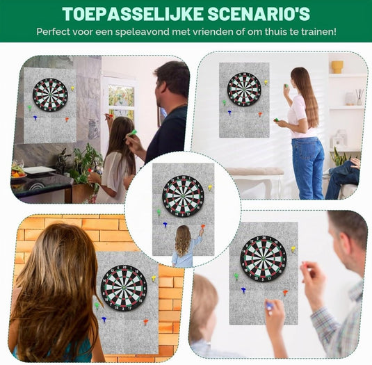 Dartbord wandpanelen 6 stuks 30 x 30 cm van 12 mm dik zelfklevend vilt – dartmuurbescherming – dartachtergrond - happygetfit.com