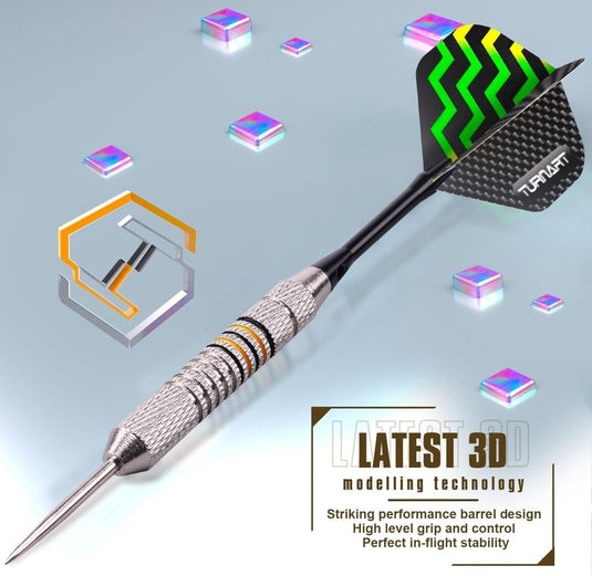 Dartpijlen Darts Staal Darts Set 9 Stks 24 Gram Metalen Tip Darts Professionele Staal Darts 18 Aluminium Schachten 27 Vluchten 20 O'Ring Darts Tool Darts Gift Case - happygetfit.com