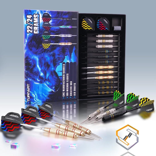 Dartpijlen Darts Staal Darts Set 9 Stks 24 Gram Metalen Tip Darts Professionele Staal Darts 18 Aluminium Schachten 27 Vluchten 20 O'Ring Darts Tool Darts Gift Case - happygetfit.com