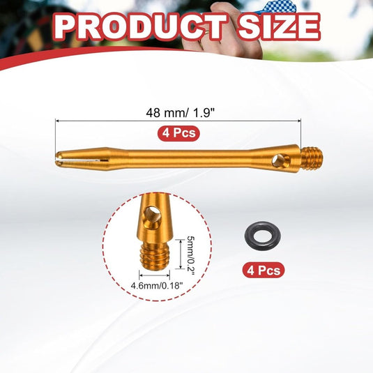 Dartschachten 4 stuks 45 mm van aluminium geel met 2BA schroefdraad – dart shafts – dart accessoires - happygetfit.com