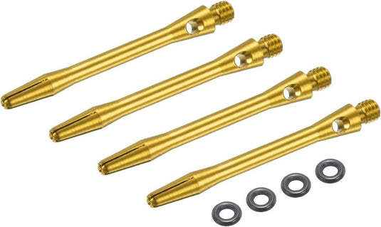 Dartschachten 4 stuks 45 mm van aluminium geel met 2BA schroefdraad – dart shafts – dart accessoires - happygetfit.com