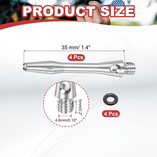 Dartschachten 4 stuks 45 mm van aluminium geel met 2BA schroefdraad – dart shafts – dart accessoires - happygetfit.com