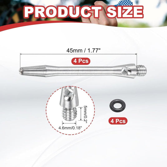 Dartschachten 4 stuks 45 mm van aluminium geel met 2BA schroefdraad – dart shafts – dart accessoires - happygetfit.com